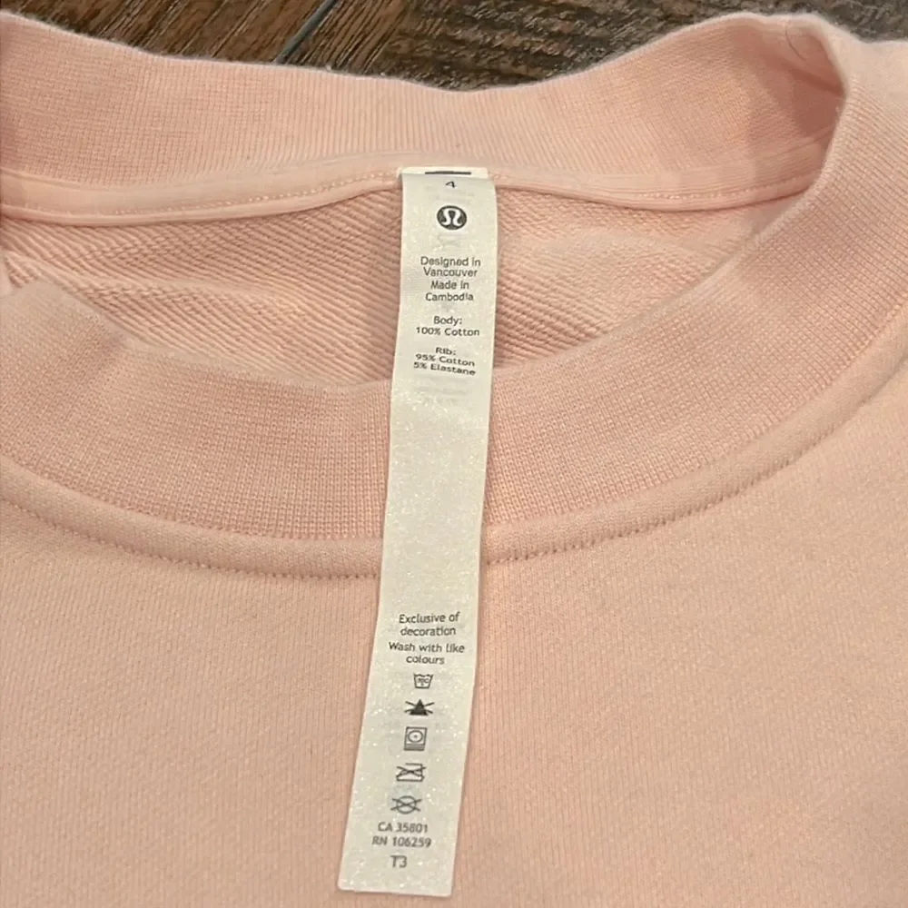 Lululemon‎ light pink oversized crewneck sweatshirt size 4 in EUC